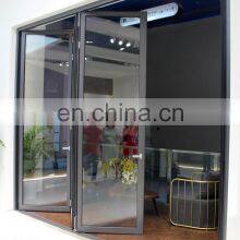 Apartment Aluminum Profile French Bifold Many Panels Accordion Metal Frame Modern Sound Proof Exterior Front Folding Glass Doors thumbnail-2
