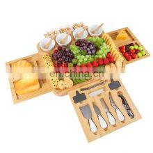 Deluxe Personalized Winery Best Cute French Large Bamboo Cheese Board Set With 4 Drawers thumbnail-2