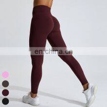Custom Peach Hip V-Arc Waisted Running Sports Leggings Scrunch Butt High Waist Fitness Pants Seamless Yoga Leggings For Women thumbnail-5