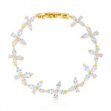 Fashion White Leaf Bracelets Bangles for Women Men Shinny Marquise Cut Cubic Zirconia Bridal Wedding Party Jewelry thumbnail-5