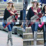 Wholesale New Winter Thicked Classical Assorted Color Plaid Jacquard Ladies Wool Poncho Quality Choice thumbnail-5