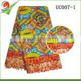 Ghana Kente Wax Hollandis Ankara Fabric With Cord Guipure Lace UC007-1 thumbnail-2