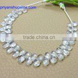 Green Amethyst 5*7 mm 40 ct Handmade Faceted Pear 6" Strand Length Natural Gemstones