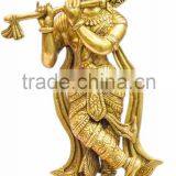 Brass Krishna With Flute 13"