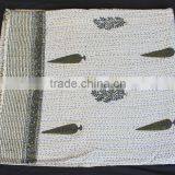 Indian Old Vintage Kantha Quilt, Reversible 100% Cotton Quilts/Throw/Blanket/Gudari/Kantha Bed Cover/ Bedspread/Custom Size thumbnail-1