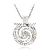 Trendy Hollow Out Long Chain Necklace Wind Pattern Round Gold Plated Rhinestone Pendant Necklace for Women Jewelry Gifts thumbnail-1