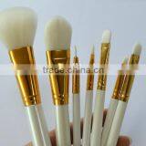 White/golden 7 Piece Travel Cosmetic Brushes Set for Makeup