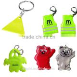 wholesale promotional plastic PVC material Reflective safety pendant keychain stricker