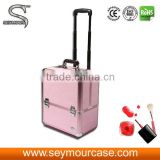 Pink Beauty Aluminum Trolley Cosmetic Case