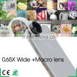 Universal 2 in 1 Lens 0.65X Wide Angle + Macro Mobile Phone Lens Photo Kit Set for IPhone 4S 5 5S Samsung S4 Note2 3