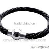 Wholesale Simple Design Stainless Steel Plain Leather Bracelet