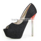 2015 Free Shipping Hot Selling Lady's Sexy High Pumps Wedding Glitter Shoes High Heels Peep Toe Free Shipping thumbnail-1