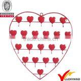 Red Multi Hearts Design Antique Wall Coat Cast Iron Hook thumbnail-1