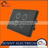 American Style 4 Gang Black Glass Touch Switch With Remote Control