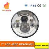 Hot 12V 24V Led 7 Inch Round Led Headlight 47W no Angle Eyes for Jeepharley