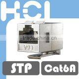 Taiwan Manufacturer RJ45 Cat6A 180 Degree Shielded STP Die-Cast In-Line Coupler