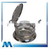 Stainless Steel Sugar Bowl and Spoon With Glass Body thumbnail-1