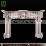 White Marble French Fireplace Mantel With Flower Carving thumbnail-1