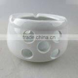 White Round Porcelain Ashtray With Holes thumbnail-1