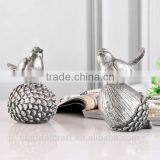 Qute Bird Standing on Nut Resin Small Silver Bird Figurines thumbnail-5