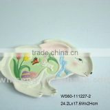 Hand Painted Ceramic Easter Rabbit shaped Plate for decoration