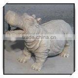 7.5 Inches Gray Resin Garden Decor Animal Sculpture Grey Hippopotamus thumbnail-1