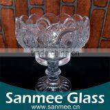 Sun Flower Embossed Crystal Glass Goblet Candy Bowl thumbnail-1