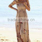 Floral Print off Shoulder Holiday Maxi Dress Latest Design Woman Maxi Dress thumbnail-2