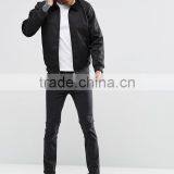 Custom Adults Best Price High Quality New Design Durable Ribbed Collar 100% Cotton Woven Black Casual Men Bomber Wind Jacket thumbnail-4
