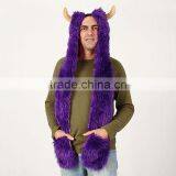 Faux Fur Adult Beanies Plush Animal Head Hat Scarf Glove thumbnail-2