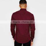 Mens Skinny High-end Shirt In Burgundy Twill Dri Fit Shirt thumbnail-2