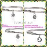 Custom Twist Words Logo Bangle Mix Diy Small Tags Charm Bangle Cheap Metal Bangle Free Sample thumbnail-1