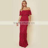 Overall Lace off Shoulder Ruffle Maxi Dresses Delicate Lady's Apparel thumbnail-5