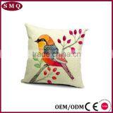Lover Bird Colorful Fancy Painting Natural Mixed Linen Pillow Cover thumbnail-2