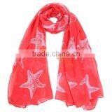 Latest Fashion Voile Scarf Print Scarf Starfish Scarf for Women Bufunda thumbnail-1