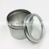 Quality aluminum alloy round travel candle tin box with clear window