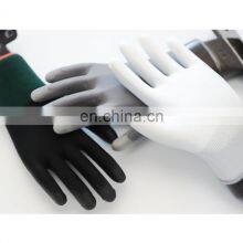 Wholesale Free Sample EN388 White Nylon Polyurethane Palm Fit Dipped Electronic PU Gloves thumbnail-1