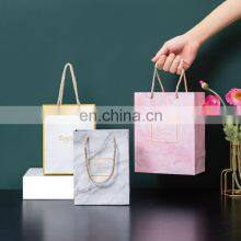 Custom Small Marble Design Pink Wedding Shopping Gift Paper Bags Marble thumbnail-5