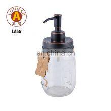 Wholesale Bathroom Sets Stainless Steel 304 Mason Jar Round Shape Glass Bottle With Mason Jar Soap Dispenser Lid thumbnail-2