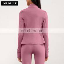 Winter Fleece Causal Zip Up Sleeve Sports Jackets Custom Women Yoga Tops With Thumb Hole 80nylon 20spandex thumbnail-2