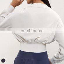 Wholesale Casual Sportswear Custom Long Sleeve Sports Jackets Running Wear Gym Fitness Tops Zipper Short Yoga Jacket For Women thumbnail-4