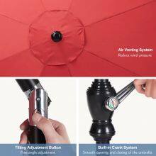 Windproof 9FT Garden Umbrella UPF50+ Polyester Tilt Crank Patio Outdoor Wholesale OEM Customized thumbnail-4