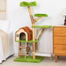 Pet Furniture Cat Tree With Soft Plush Surfaces and Sturdy Wooden Frame for Large Cats thumbnail-3