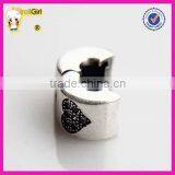 Heart Charm With Clear Stone 925 Sterling Silver Clasp Stopper Beads thumbnail-4