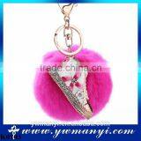 Metal key chain snap hook shoes keychain fur ball key chain colored keyring wholesale K0103