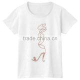 Red High Heels Short Sleeves Rhinestone Girls Soft Cotton Plain Tshirts thumbnail-1
