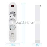Euro German 3 Way Power Plug Socket 3 Port Usb 100v-250v 16a Cable Voltage Surges Protected thumbnail-5