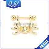 Wholesale barbell body jewelry gold plated lock nipple ring piercing jewelry