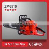 power tools 64.1cc 3.3kW 2 stroke ZM6510carburetor chainsaw forced air cooling system