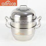 High Quality 28/30/32cm 2 Layers Stainless Steel Steamer Pot for Cooking With Aluminum Capsulated Bottom thumbnail-2